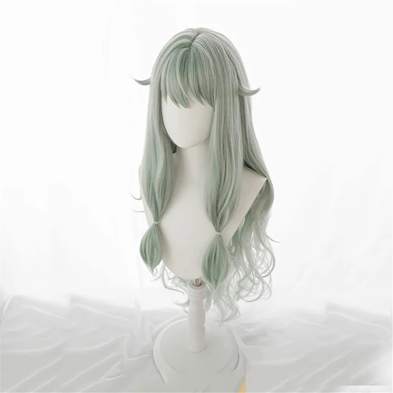 Scène colorée de SEKAI, projet d'anime! Kusanagi Nene-Perruque Cosplay Bouclée Verte, Degré de Chaleur, Longue, 90cm