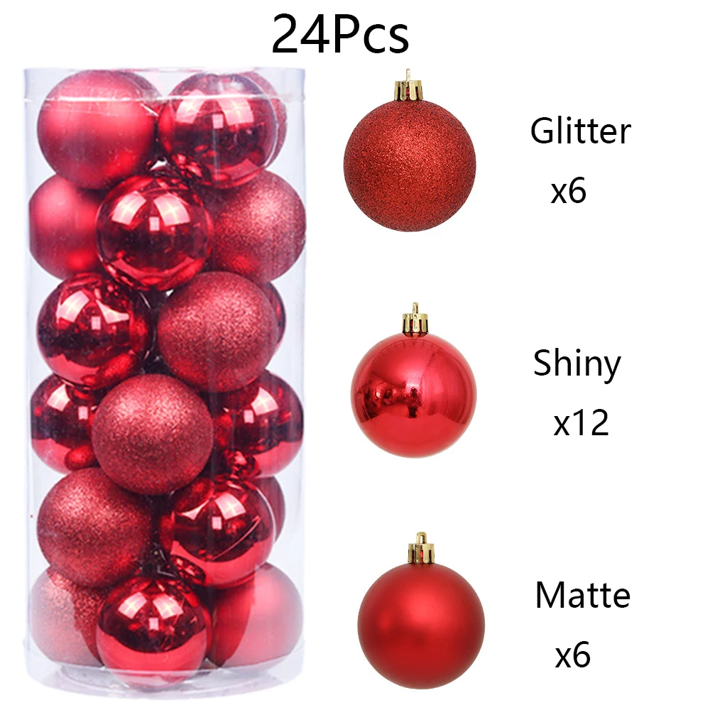 3/4 سنتيمتر 24 قطعة كرات عيد الميلاد الحلي شجرة عيد الميلاد زينة الأحمر الأخضر عيد الميلاد معلقة الكرة عطلة ديكور المنزل السنة الجديدة