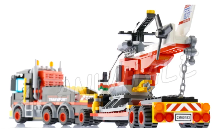 322pcs City Great Vehicles Heavy Cargo Transport Trailer Helicopter 10872 Building Blocks Set Bricks Compatible with Model