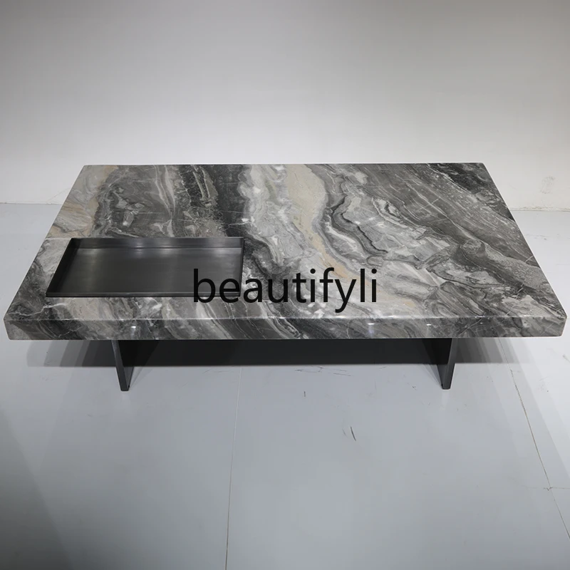 

Italian marble square imported coffee table minimalist modern small apartment tea table luxury stone small tea table