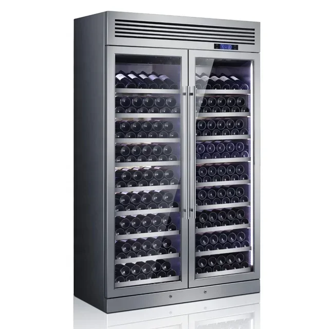 Gabinete enfriador de vino 200 botellas refrigerador de vino completo de acero inoxidable 304 comercial