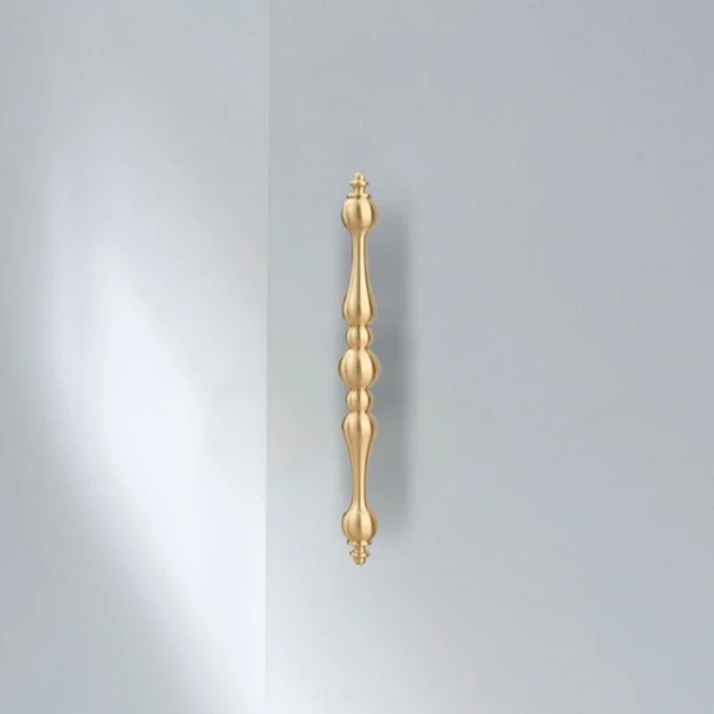 Hulu Copper Handle Wardrobe Door Gold Light Luxury Nordic Shoe Cabinet Drawer Bedside Table Double Hole Simple Pure Copper Knobs