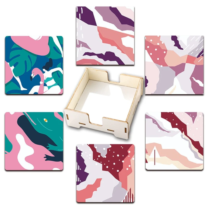 

Art patterned ocean animal printed coaster suitable for coffee, tea, beverages, coffee bars, home decor