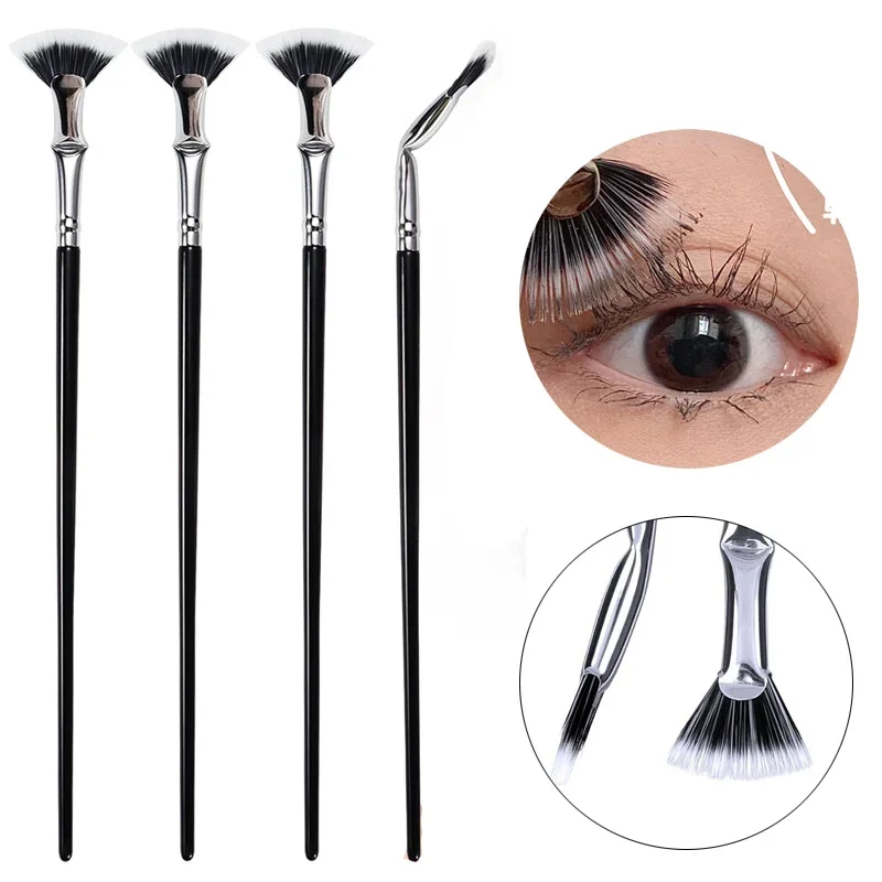 Brosse à cils coudée en forme d'éventail, cils festonnés à angle pliable, mascara, brosse à cils en forme d'éventail coudée sans grappe, 3 pièces, 5 pièces