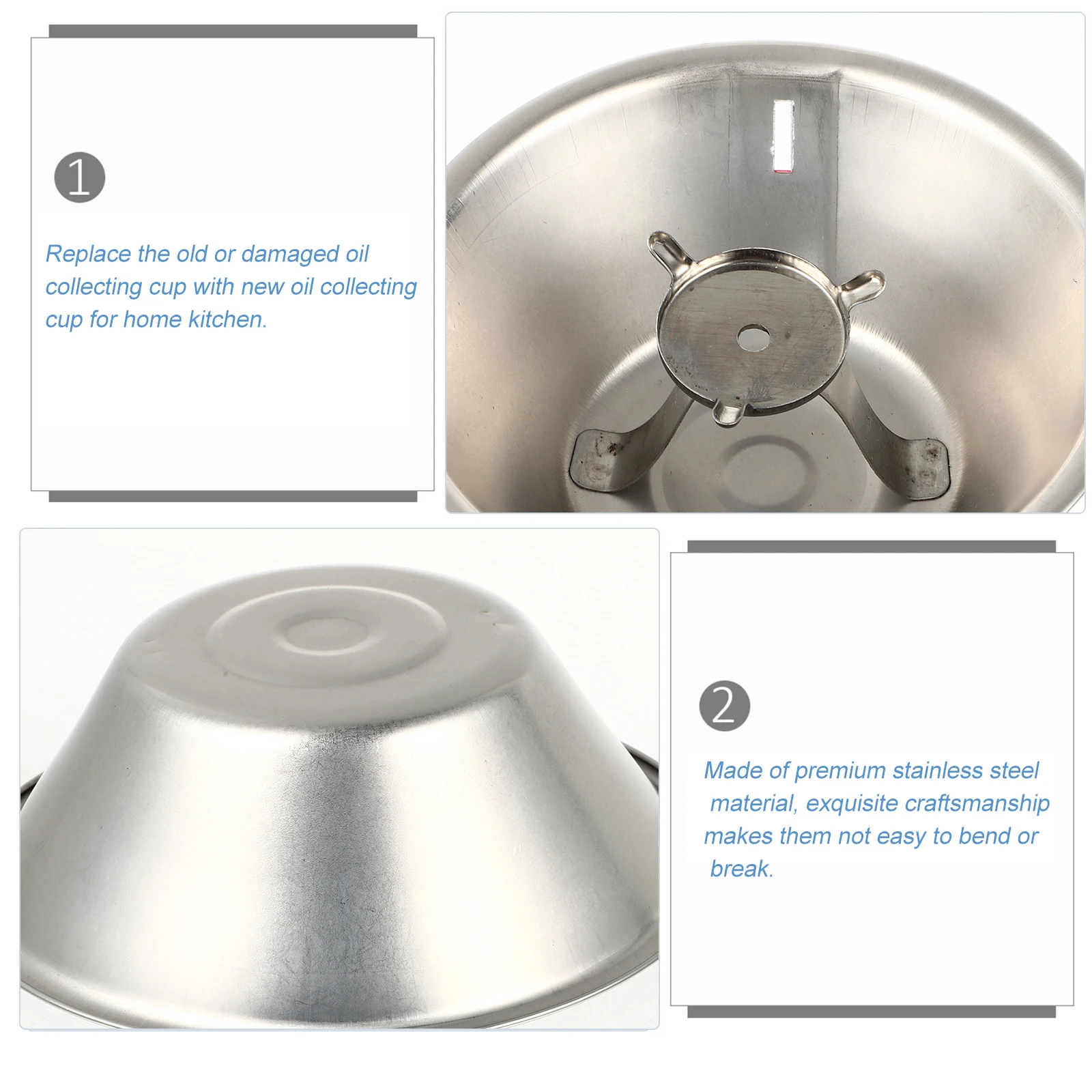 

Stainless Steel Range Hood Collecting Replacement Kitchen Grease Heavy Duty Bowl Fine Craftsmanship Easy Clean Metal Cup