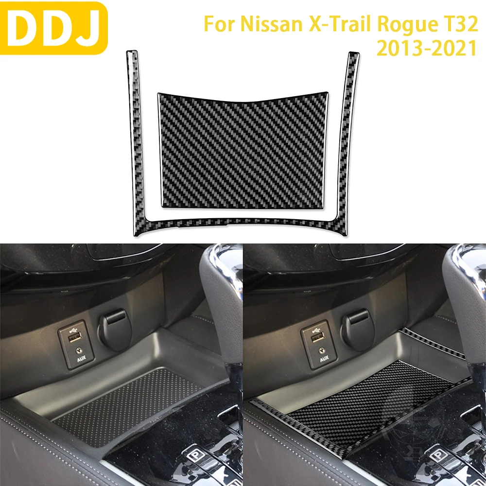 

For Nissan X-Trail Rogue T32 2013-2021 Accessories Carbon Fiber Interior Car Central Storage Box Cover Trim Sticker Decoration