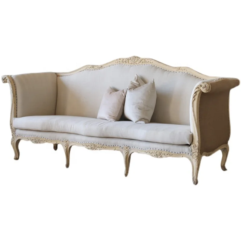 

* High Quality Living Room Furniture French Classic Solid Wood Sofa Wedding Sofa