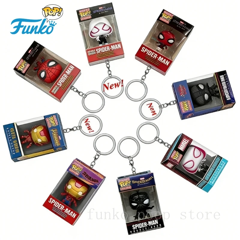 FUNKO Pocket Spider-Man Peter Parker Mysterio Gwen Spot Miles Llavero de Bolsillo Figura de Vinilo Coleccionable Juguetes para Regalo