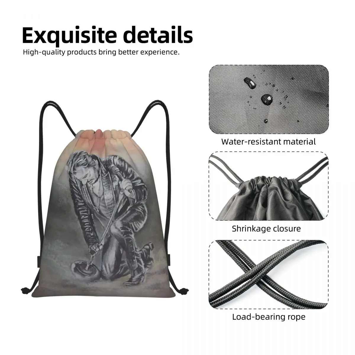 Custom Johnny Hallyday Rock Star Drawstring Bag for Training Yoga Backpacks Men Women France Singer Sports Gym Sackpack