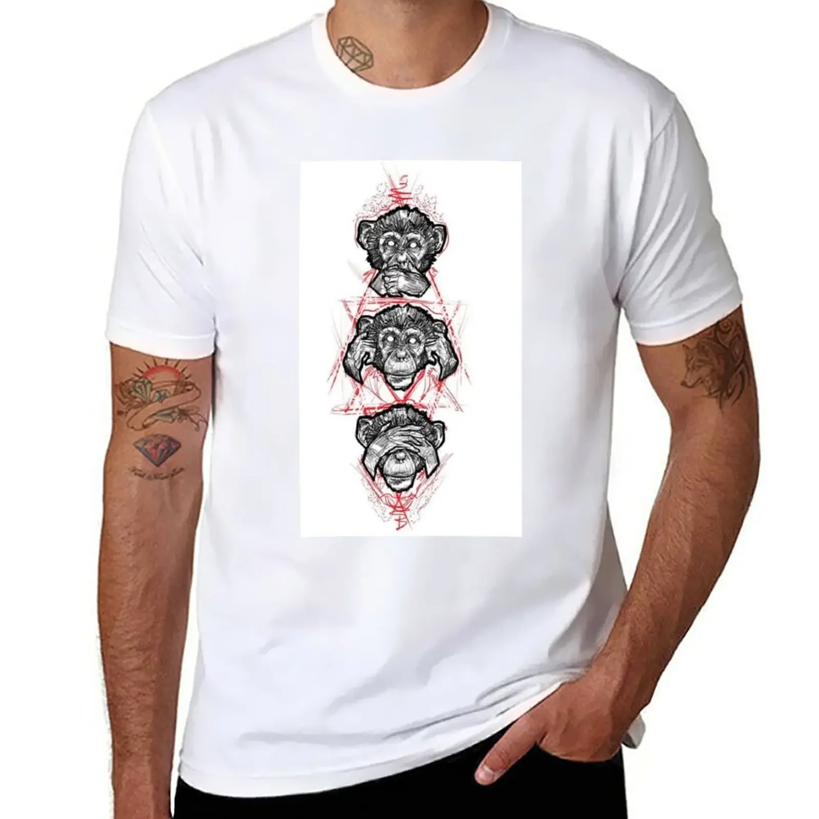 

New three monkeys T-Shirt custom t shirts Short sleeve tops man clothes clothes for men