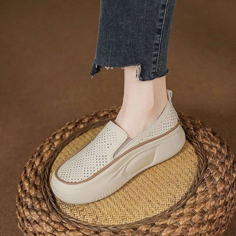 Hollow Loafers Women Sneakers Fashion Non-slip Women's Platform Sports Shoes Versatile Women's Breathable Slip-on Casual Shoes