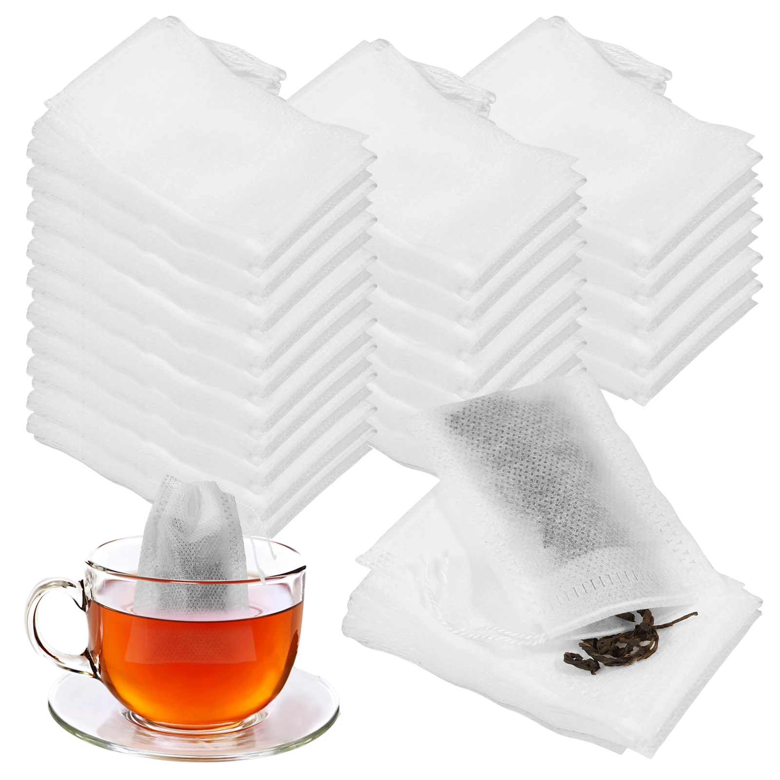 

1000/2000 шт. нетканые чайные пакетики для листового чая, кофе, фильтр-пакетик для чая с шнурком, компактный ситечко для трав, чайный пакетик