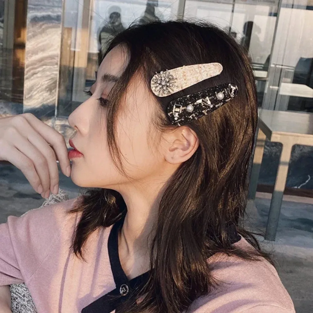 Nowa koreańska retro spinka do włosów z kwiatem kamelii, klips boczny, spinki BB dla dziewcząt, wełniana wsuwka, proste grzywki, damskie akcesoria dla kobiet. — zdjęcie 5