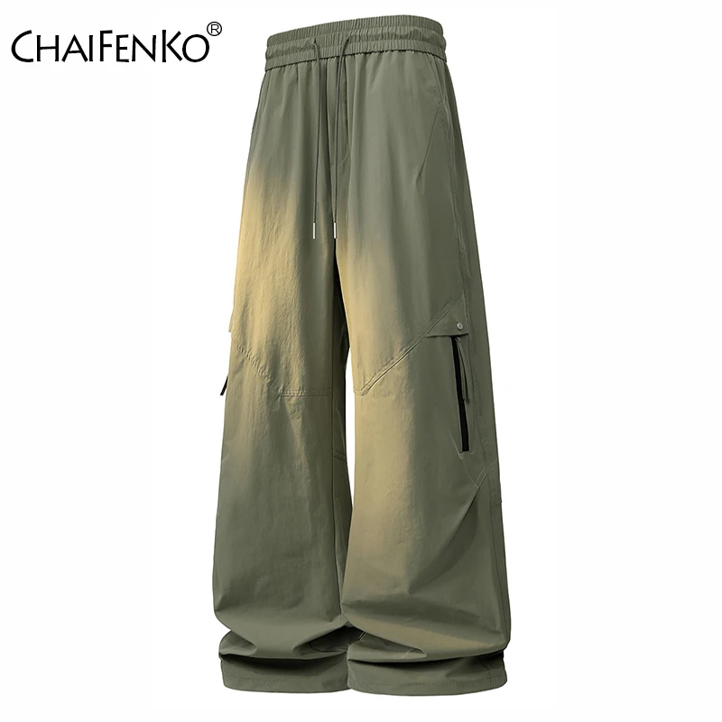 Spring Autumn Men Multiple Pockets Solid Cargo Pants Outdoor Fishing Hiking Sports Pants New Fashion Versatile Casual Pants Men