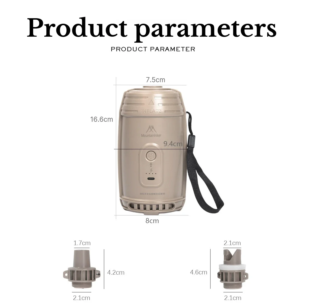Mountainhiker Neue Tragbare Luftpumpe USB-Aufladbarer Inflator Geeignet für Campingzelte Luftmatratzen Pool-Schwimmhilfen – Detail 12