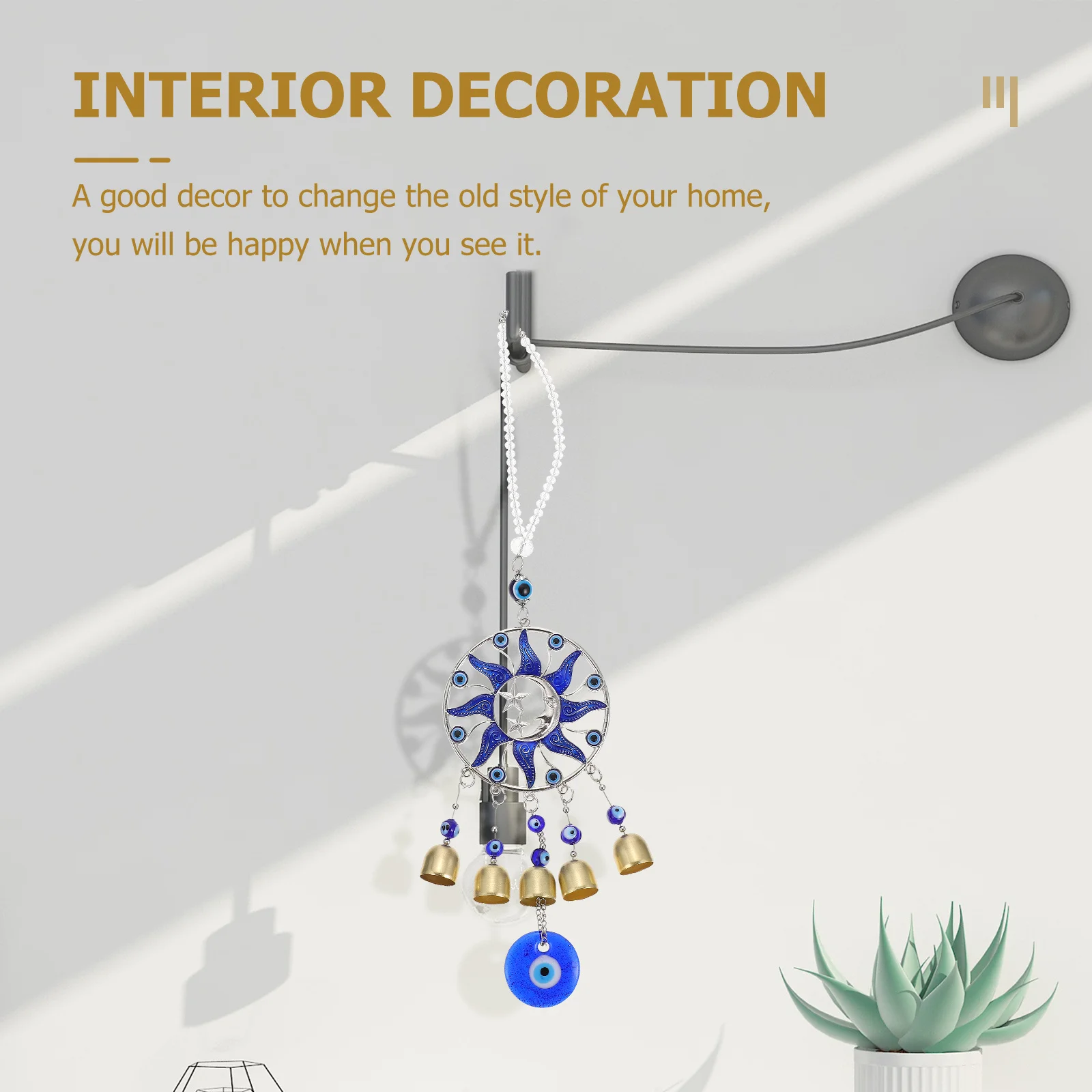 

Blue Evil Eye Wind Chime Hanging Decor Creative Alloy Wind Bell Decorative Outdoor Garden Ornament Unique Pendant