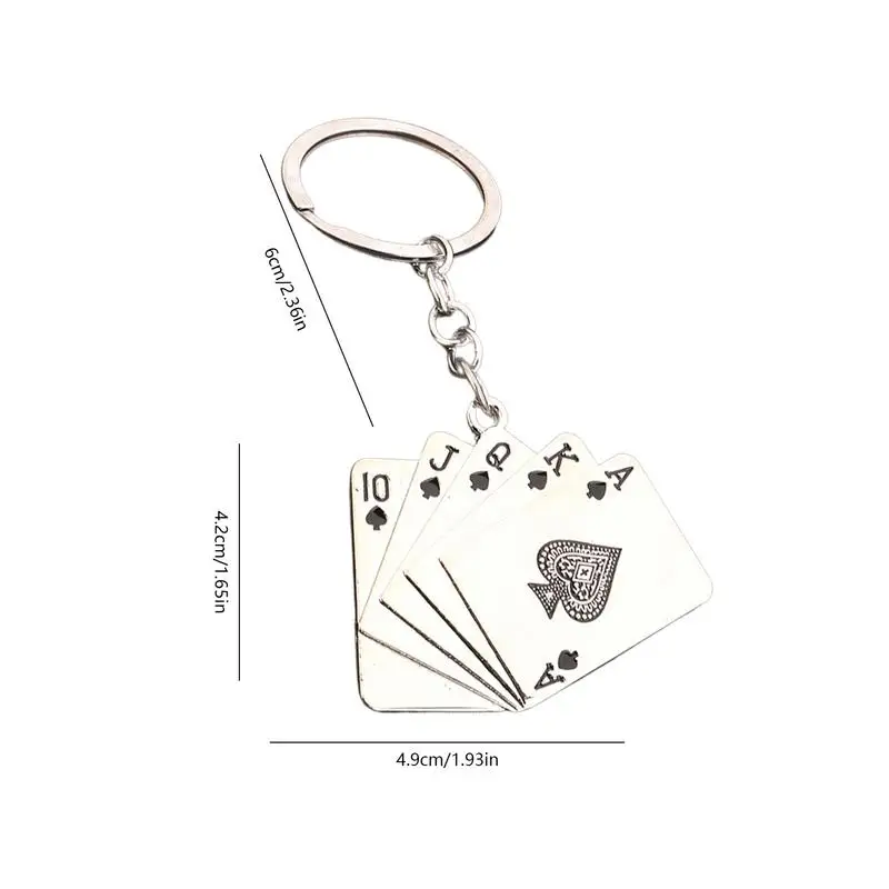 Playing Card Keychain Metal Poker Keyring Ornament Key Chain Playing Card Pendant Poker Enthusiasts For Adults Keys Backpacks