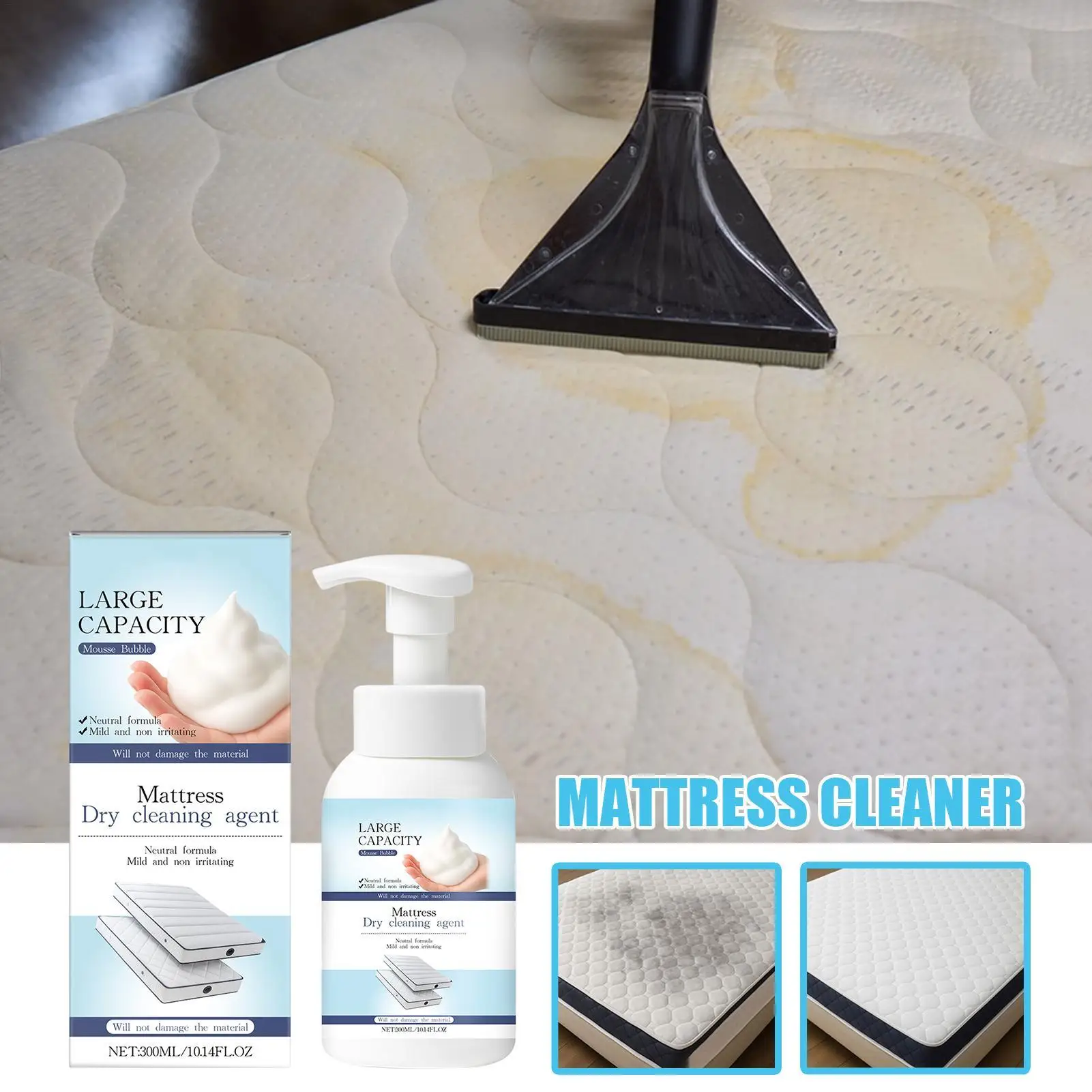 Powerful Mattress Stain Remover, Dry Cleaning Foam Eliminator, Upholstery Clothes Coffee Red Wine Urine Cosmetics Fabric Care
