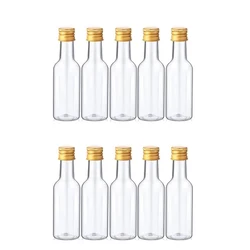 10Pcs Mini Liquor Bottles 50ml Plastic Spirit Bottles Silver/ Gold/ Black Caps Alcohol Shot Bottles