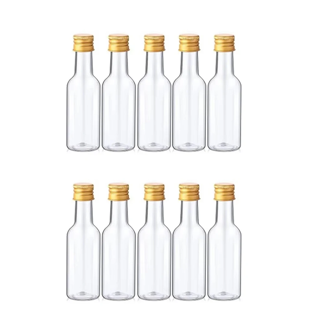 10 szt. Mini butelki na alkohol 50 ml plastikowe butelki na duchy srebrne/złote/czarne nakrętki butelki na alkohol