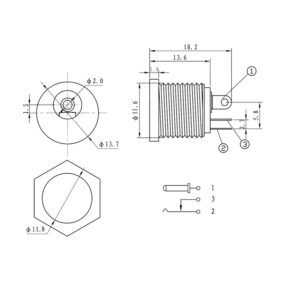 STONEGO 12V 3A DC Power Connector Panel Mount Female Jack Socket with Plastic Male Plugs, Screw Nut 5.5 x 2.1mm