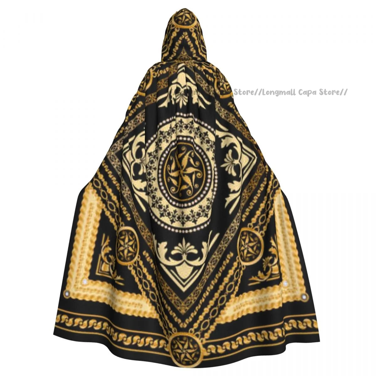 Witch Cloak Precious Stones Gold Chains And Pearls Halloween Cosplay Costume Unisex Adult Cloak Retro Ages Cape