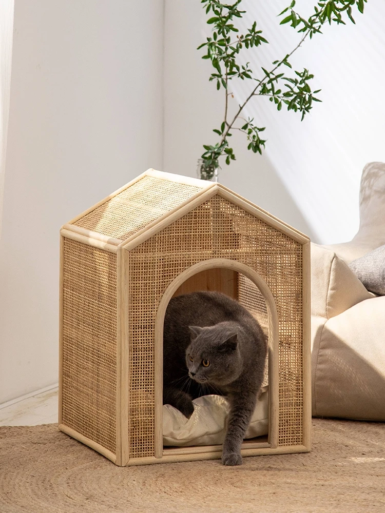 

Rattan Cat Nest Summer Ventilated Pet Nest Cat Bed Cat Puppy House House Sleeping Nest Lightweight And Durable