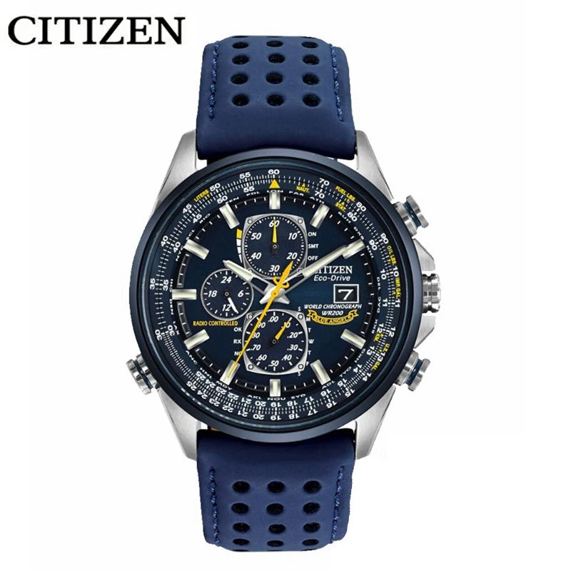 CITIZEN Blue Angel I Generation reloj de cuarzo para hombre, Radio, luz nocturna, Sky Eagle, luz de Ángel Azul, energía cinética, AT8020