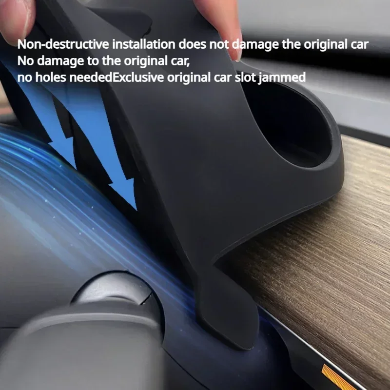 Caja de almacenamiento frontal para volante de coche Tesla, soporte de teléfono, almacenamiento de gafas, soporte de navegación, accesorios de