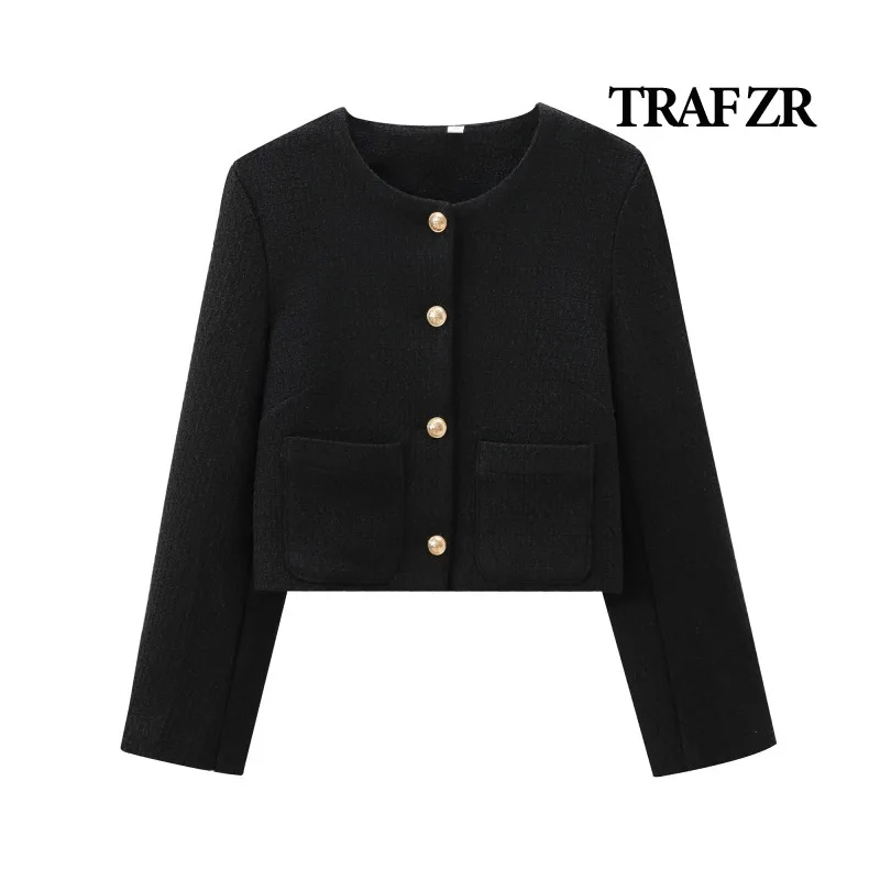 TRAF ZR Solid Jackets Women Summer 2024 England Style New in Coats Harajuku Y2k Vintage Top Ladies Fashion Short Jackets