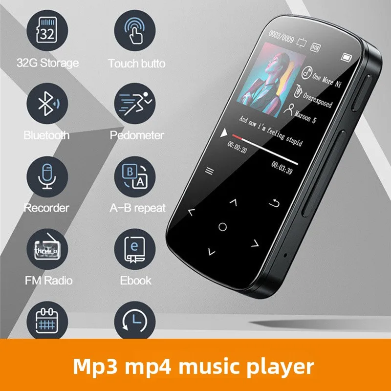 

Multifunctional MP3 clip music player, portable sports style, with Bluetooth 4.2 HiFi music player touch screen
