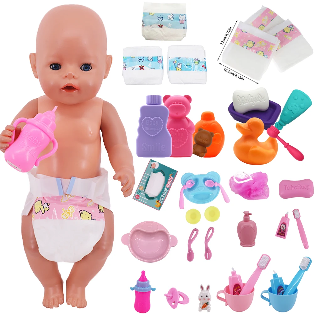 Doll Accessories Plastic Milk Bottles/Pacifier for 43Cm Reborn Baby Our Generation Doll Clothes Diaper Toiletries Mini Tableware