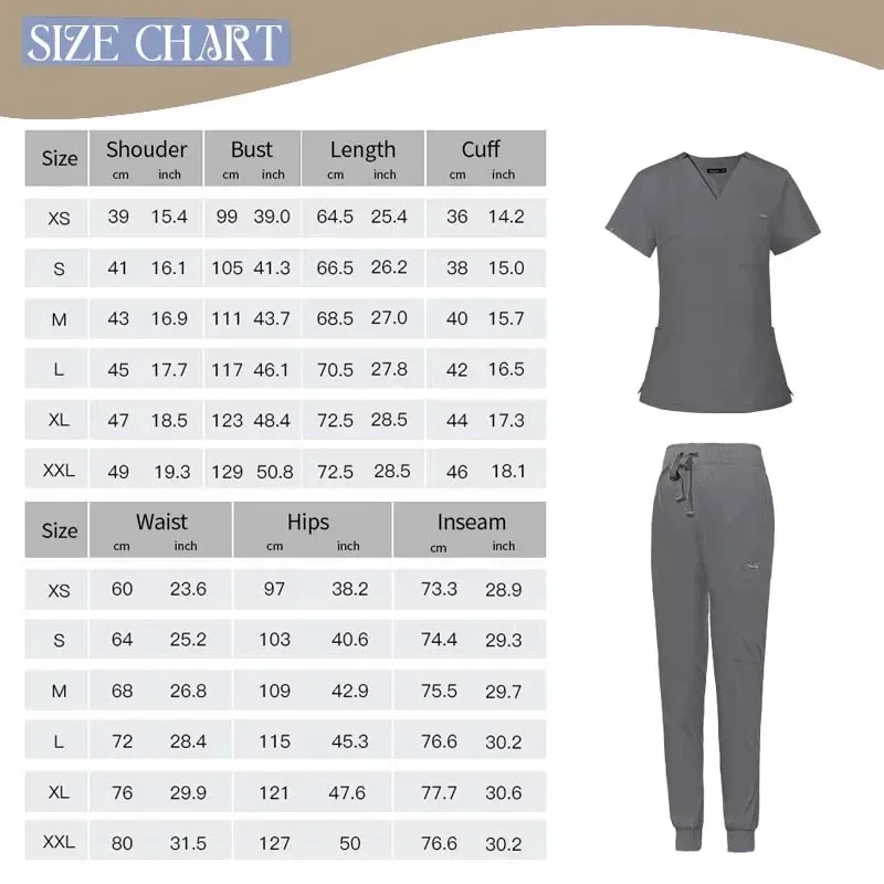 Esticar Unisex Uniformes Médicos, Ternos de cirurgia, Mulheres Scrubs Conjuntos, Enfermeiros Hospitalares Acessórios, Clínica Odontológica, Salão de beleza Workwear