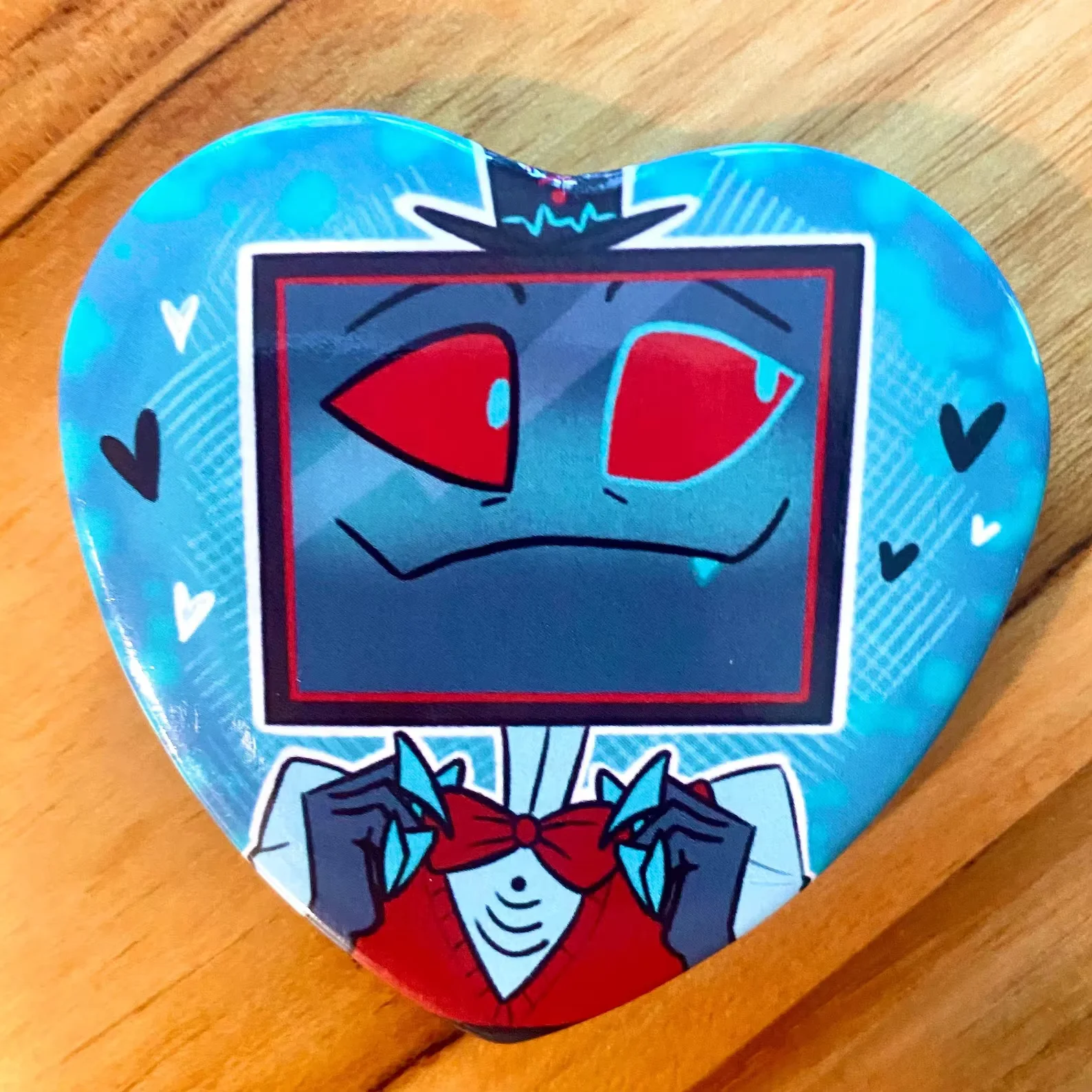 Hazbin Hotel Flustered Boys Heart Shaped Button Pins Anime Cosplay Accessories Badge Backpack Decor Collectible Gift for Fans