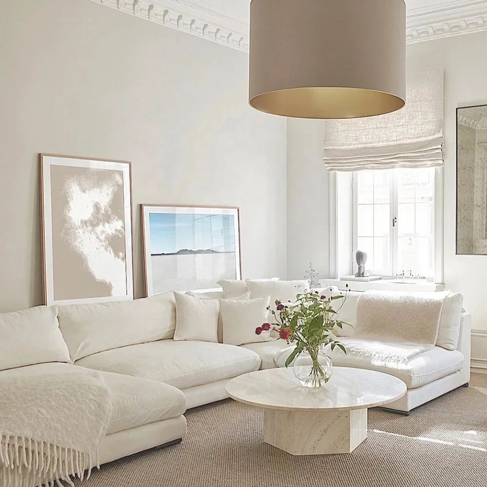 Hot Sales Luxury Large Sofa Set Furniture Customize White Couch Shaped Modular Sectional Couch