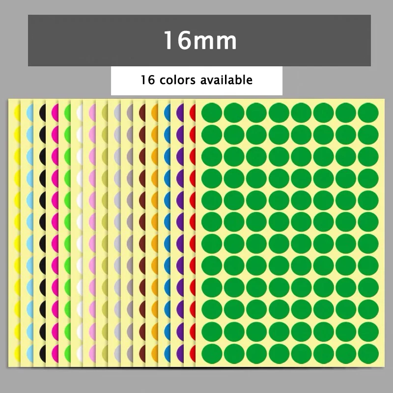 

15 Sheets/Pack Mixed Color Circle Sticker Round Coded Adhesive Label Small Dot Stickers Paper Price Tags Stationery 16mm