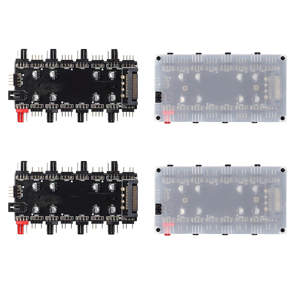 12V 4Pin/5V 3PIN Cooler Fan HUB Splitter SATA Power Supply ARGB/RGB PWM Fan Hub Case Fan Hub Adapter Motherboard Sync with Cable