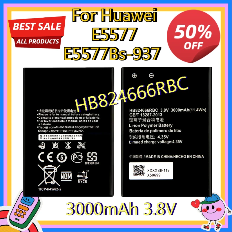 

3000mAh 3.8V HB824666RBC High-Quality Replacement Mobile Phone Battery for Huawei E5577 E5577Bs-937
