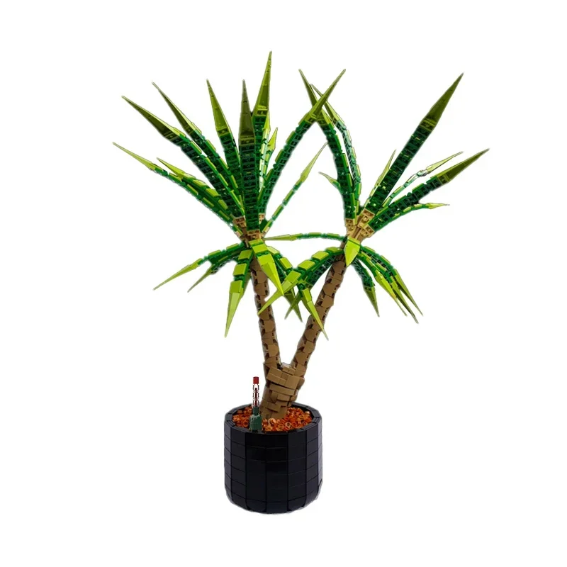 BuildMoc Room Plant Dracaena Marginata Building Blocks Set Dragon Dracunculus Tree DIY Flower Bricks Model Toy For Children Gift