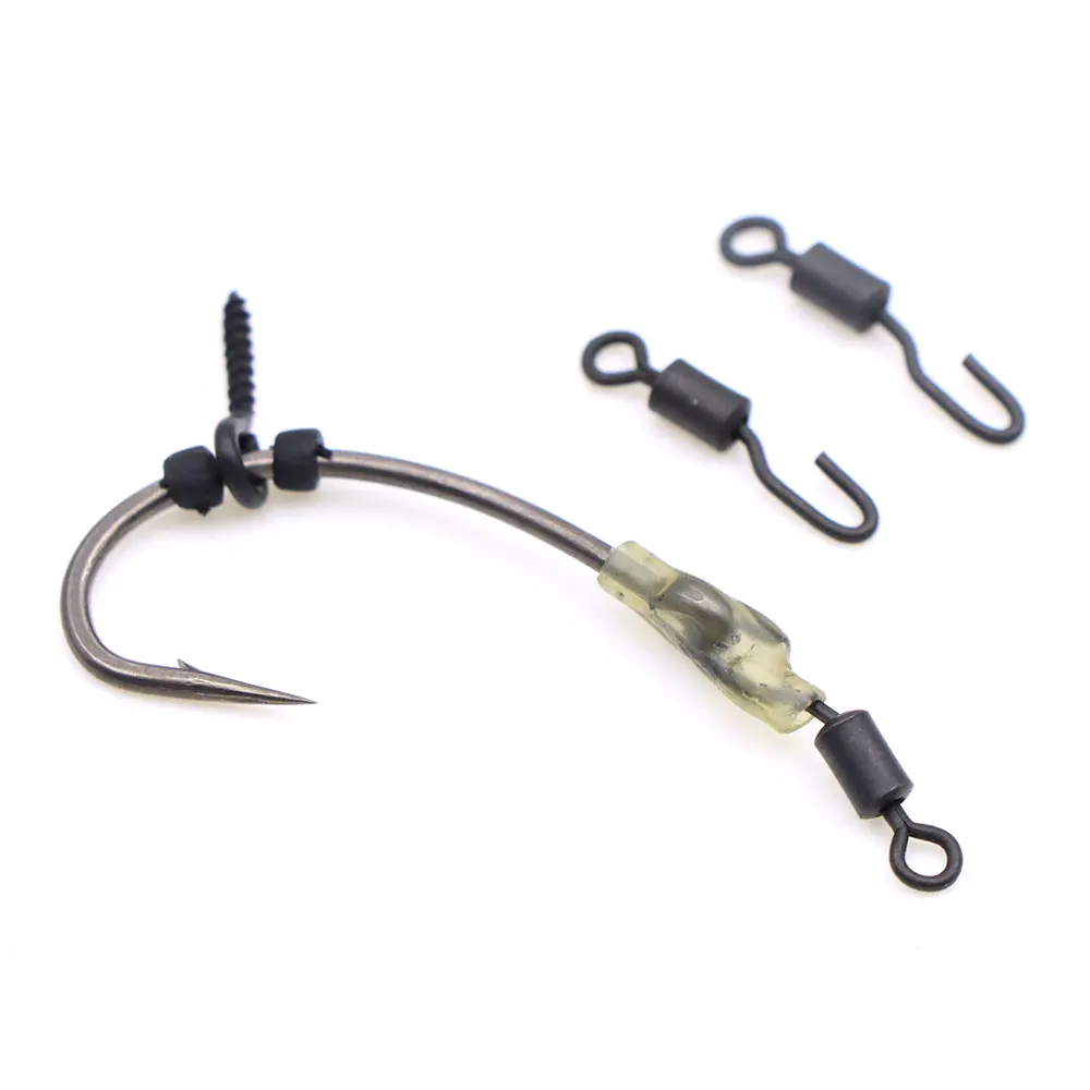 20 قطعة صيد سمك الشبوط يدور روني سبينر تلاعب موصل حلقة يدور التغيير السريع الصيد هوك رابط ل اكسسوارات الكارب معالجة