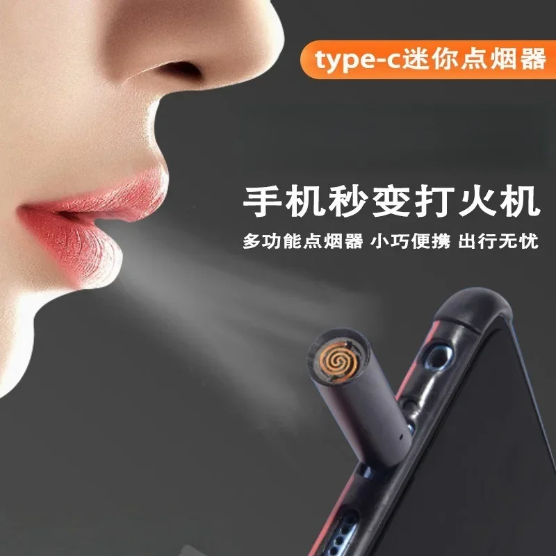 Outdoor Lighter Socket Adapter, USB Windproof Tungsten Wire Wireless Portable Electronic Lighter