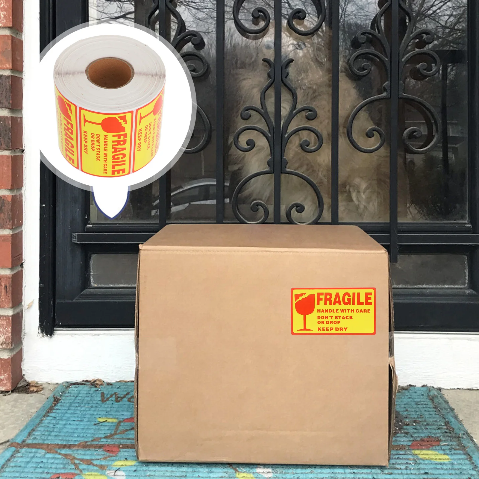 

1 Roll Fragile Warning Stickers Shipping Care Labels Handle Caution Adhesive Packing Fragile Strong Self Adhesive Coated Paper