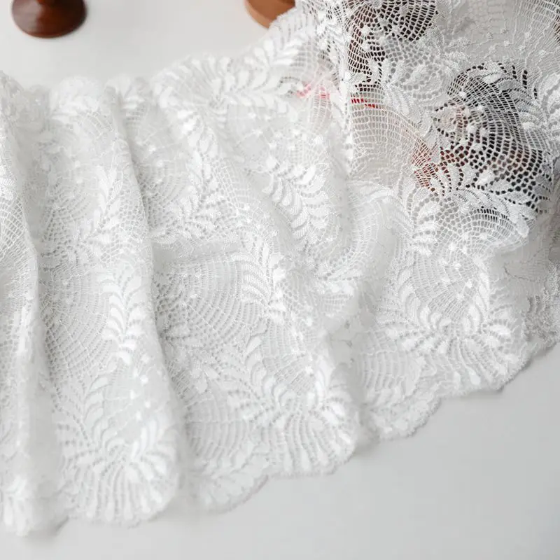 1 Meter 24cm wide White Soft Cloth Lace Fabric DIY Underwear Bra Clothing Elastic Lace Trim Decorate Accessories Ribbon Lace