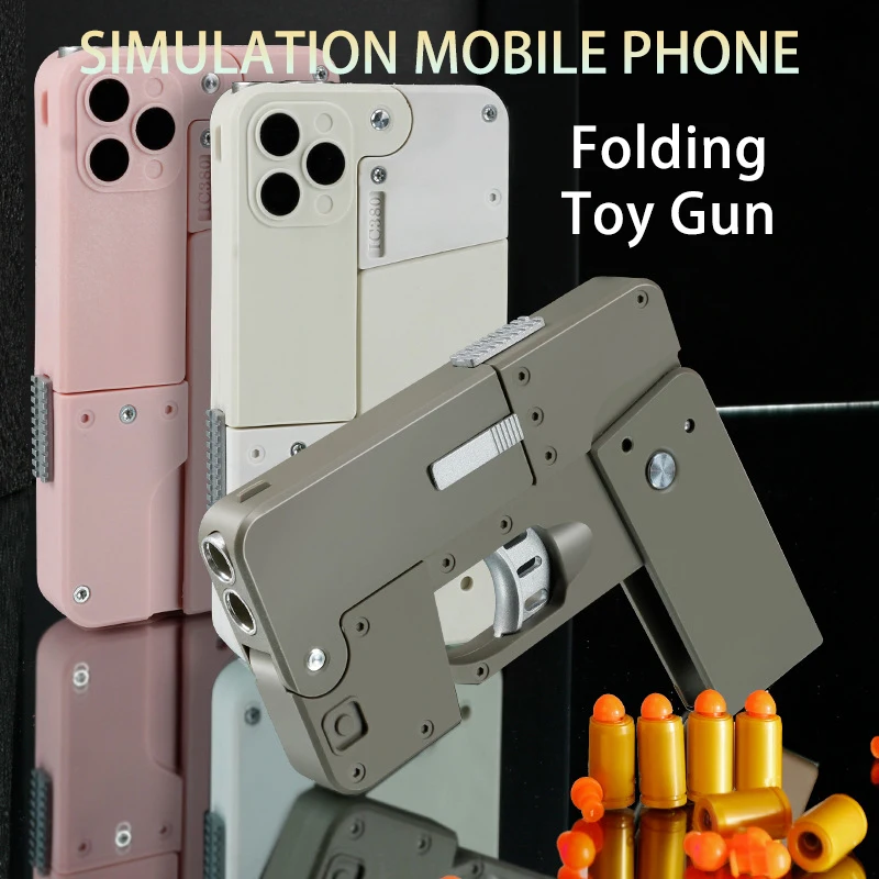 Pistolet pliant coule extérieur pour adultes et enfants, balle molle créative pop-up automatique, apparence de téléphone portable, cadeau