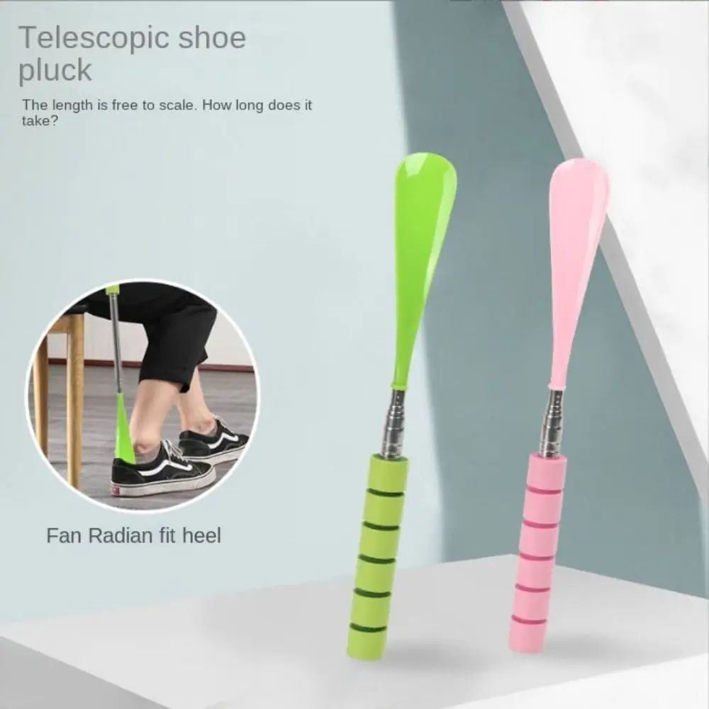 Stainless Steel Telescopic Shoehorn Easy-Grip Long Handle Portable Shoehorn Adjustable Length Shoe Lifter Shoe Wear Aid Home