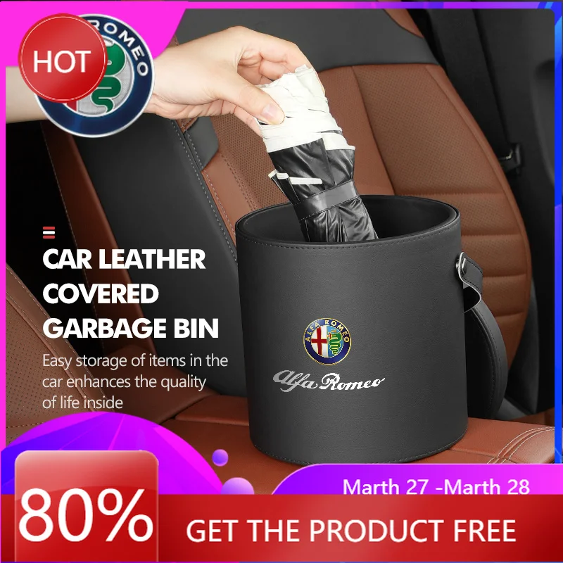 

Hub Caps For Alfa Romeo 2026 Hot Sticker For Alfa Romeo Leather Car Trash Can Portable Trash Bin Garbage Box Organizer Accessori