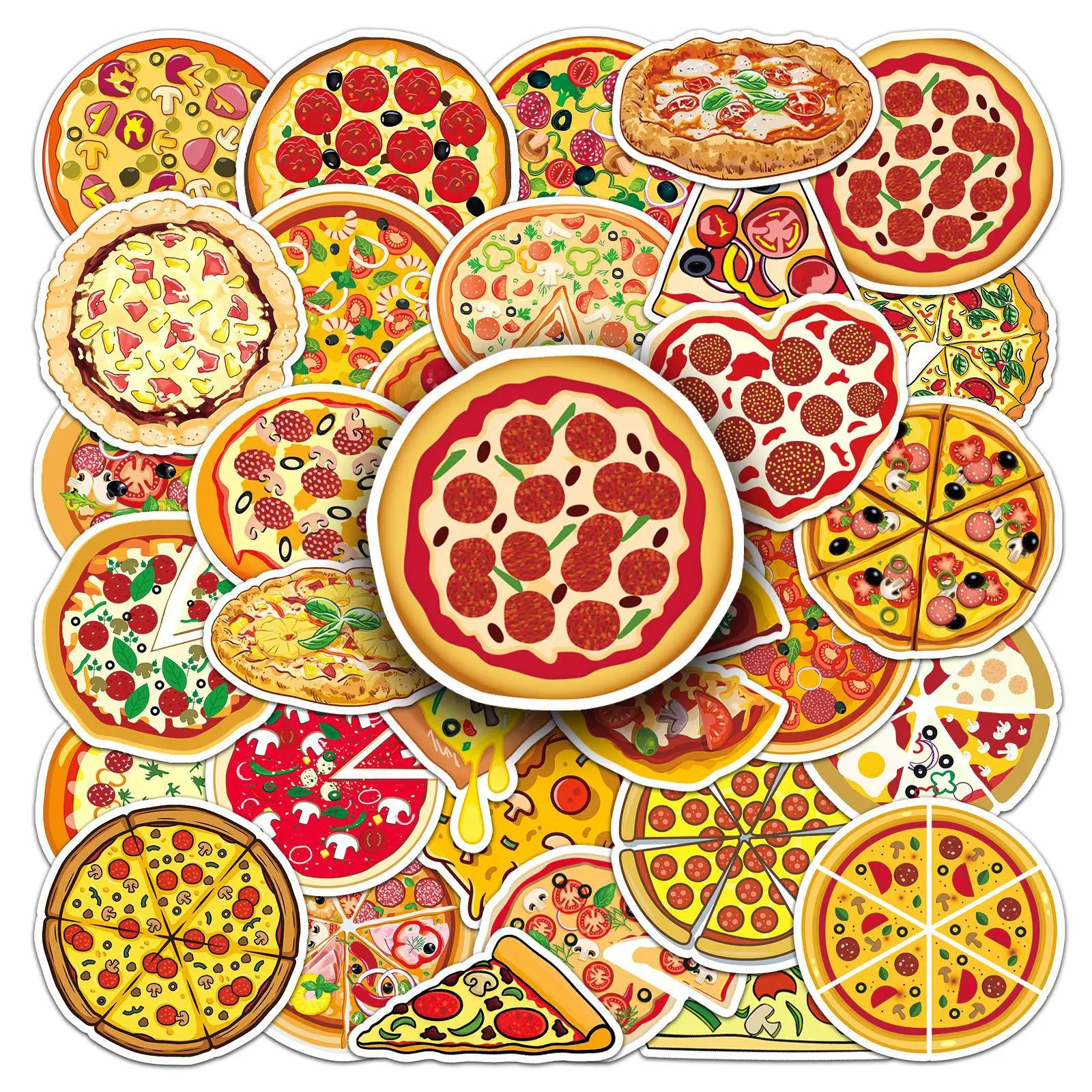 

50Pcs Delicious Pizza Series Graffiti Stickers Suitable for Laptop Helmets Desktop Decoration DIY Stickers Toys Wholesale