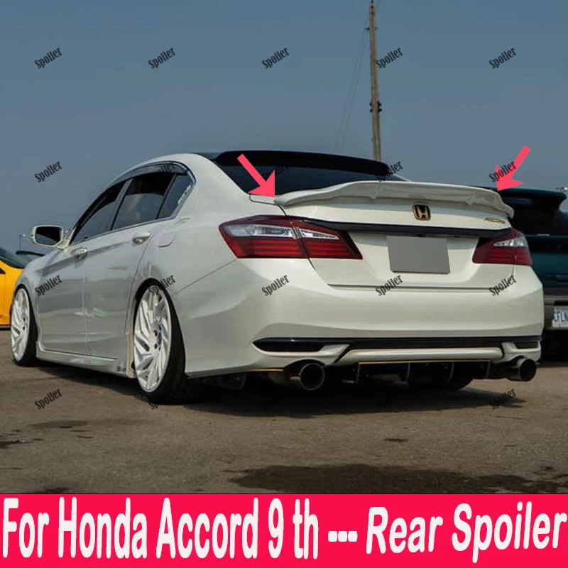 

For Honda Accord 9 th Generation R-type Rear Trunk Lid Spoiler Fender Carbon Black Sports Modification Kit 2014-2017