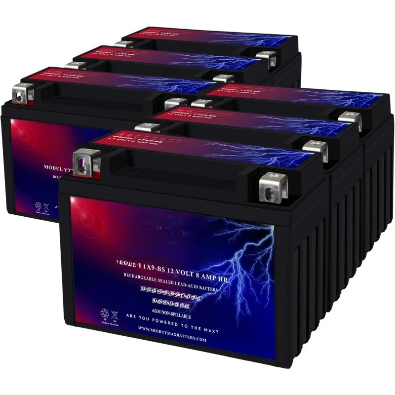 YTX9-BS 12V 8AH remplace SLA pour batterie Power Sports (paquet de 6)