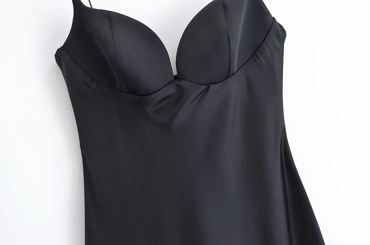  Elegant Silk Satin Long Dress 2025 Summer New Style Women's Solid Color Heart-shaped Collar Tube Top Suspender Dress